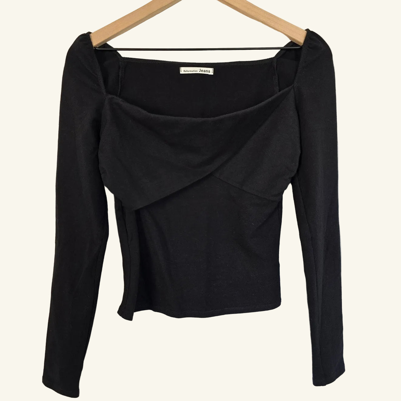 Black Long-Sleeve Sweetheart Top Size S