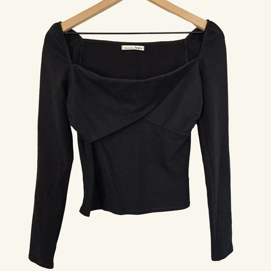 Black Long-Sleeve Sweetheart Top Size S