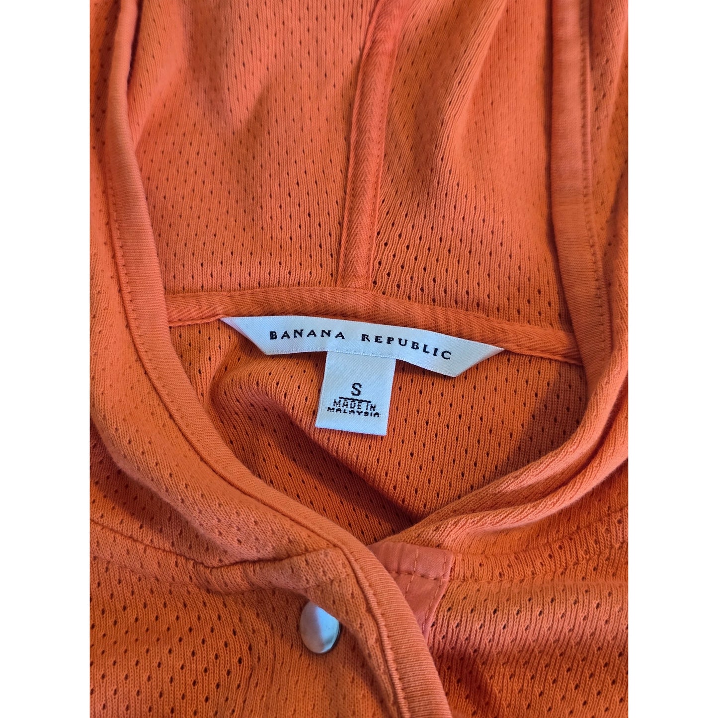 Orange Cotton Snap Button Hoodie Sweatshirt Size S
