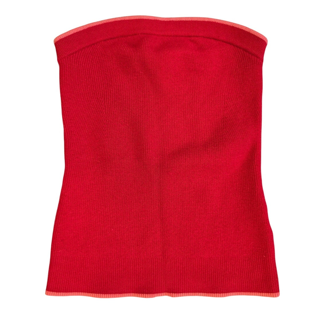 Red Pink Two Piece Sweater Set Cardigan Tube Top Size Small