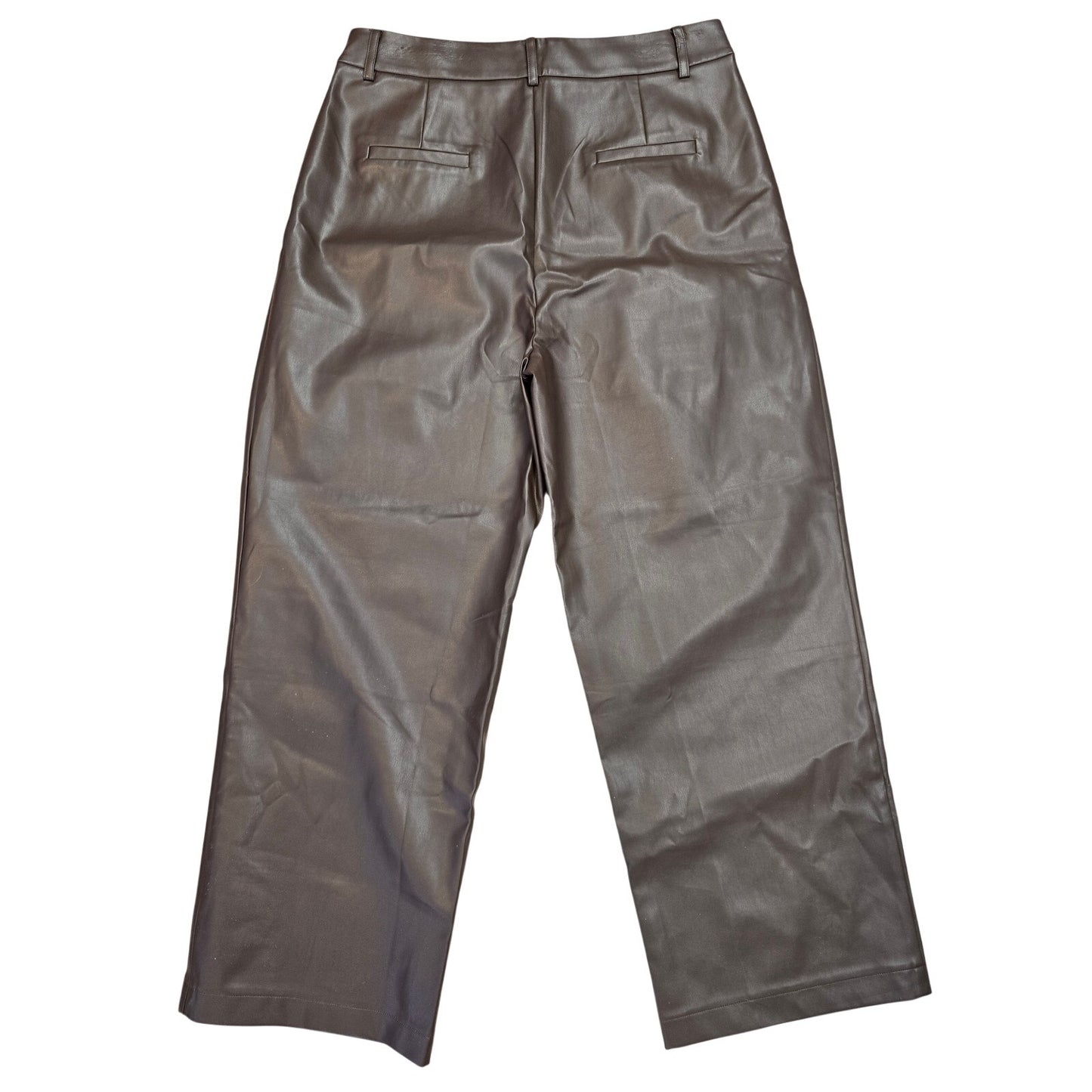 Chocolate Brown Faux Leather High Rise Wide Leg Pants Size XL NWT