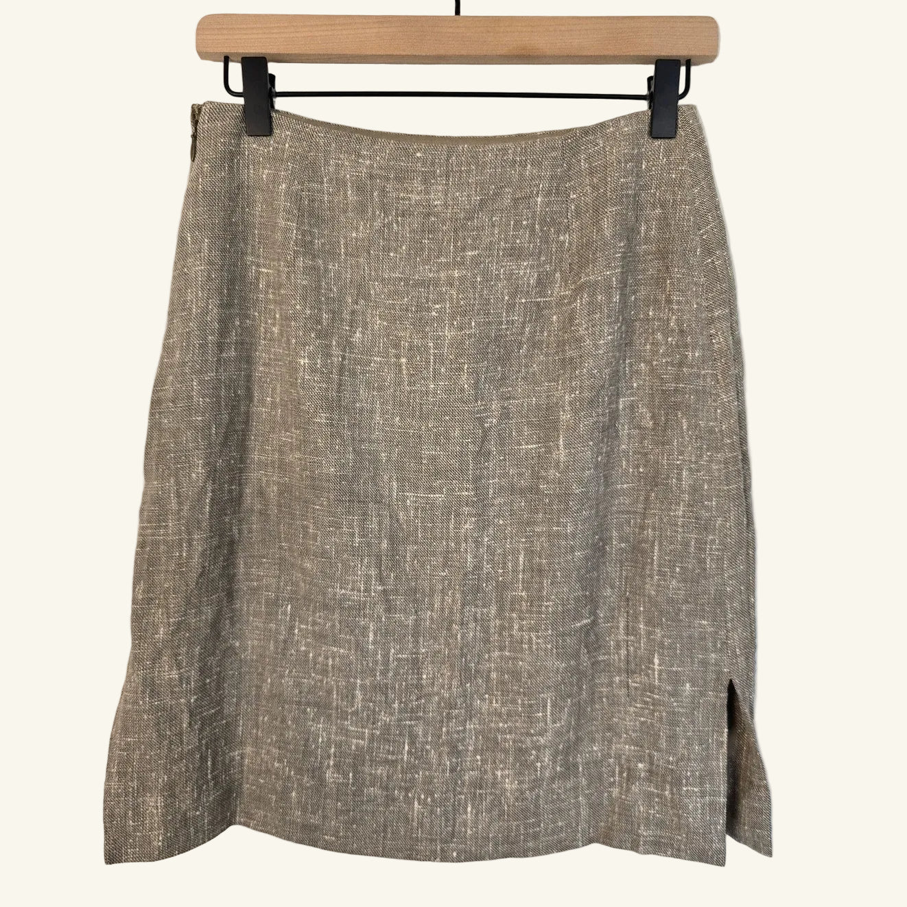 Beige Silk & Wool Blend Mini Skirt US 6