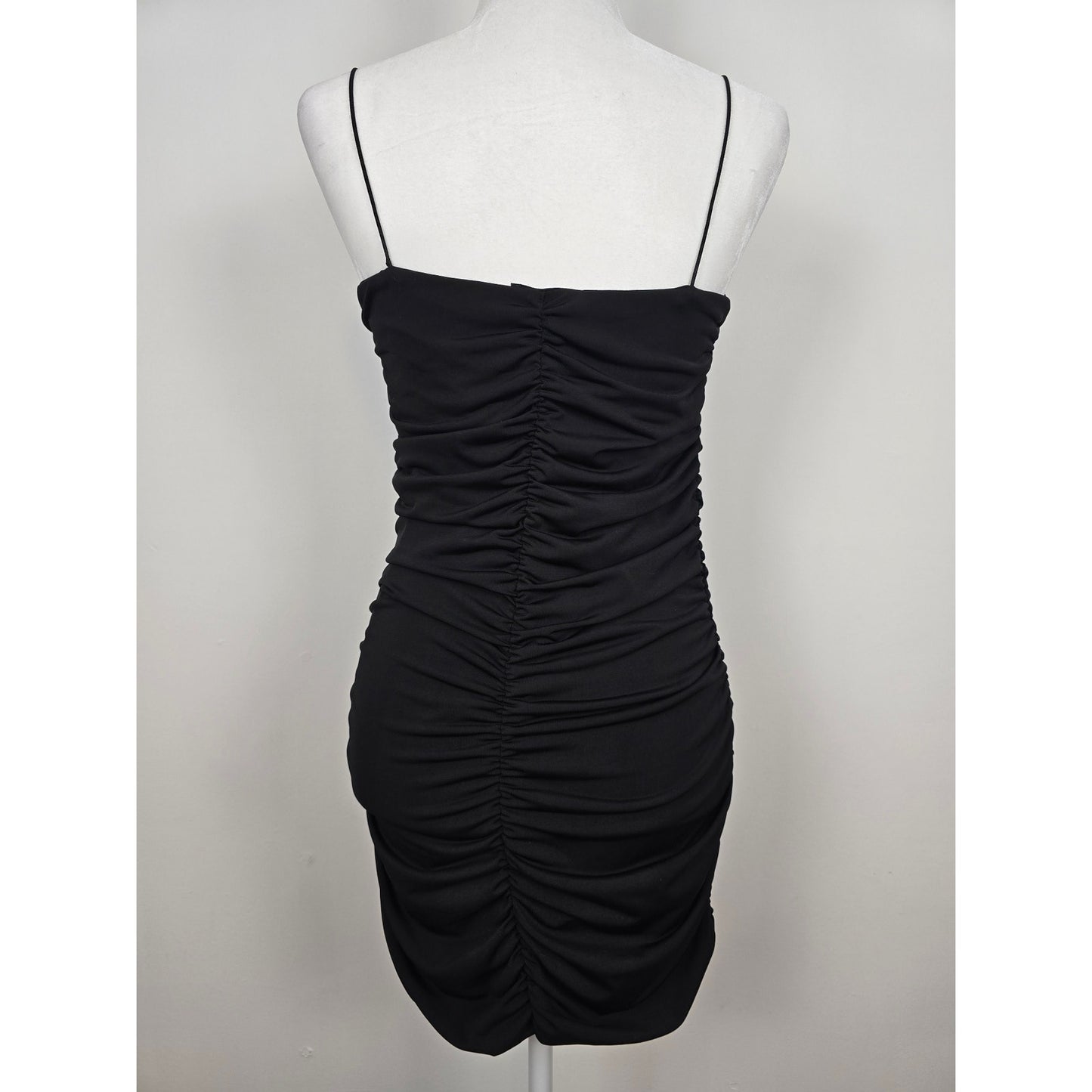 Black Ruched Bodycon Mini Dress Size M NWT