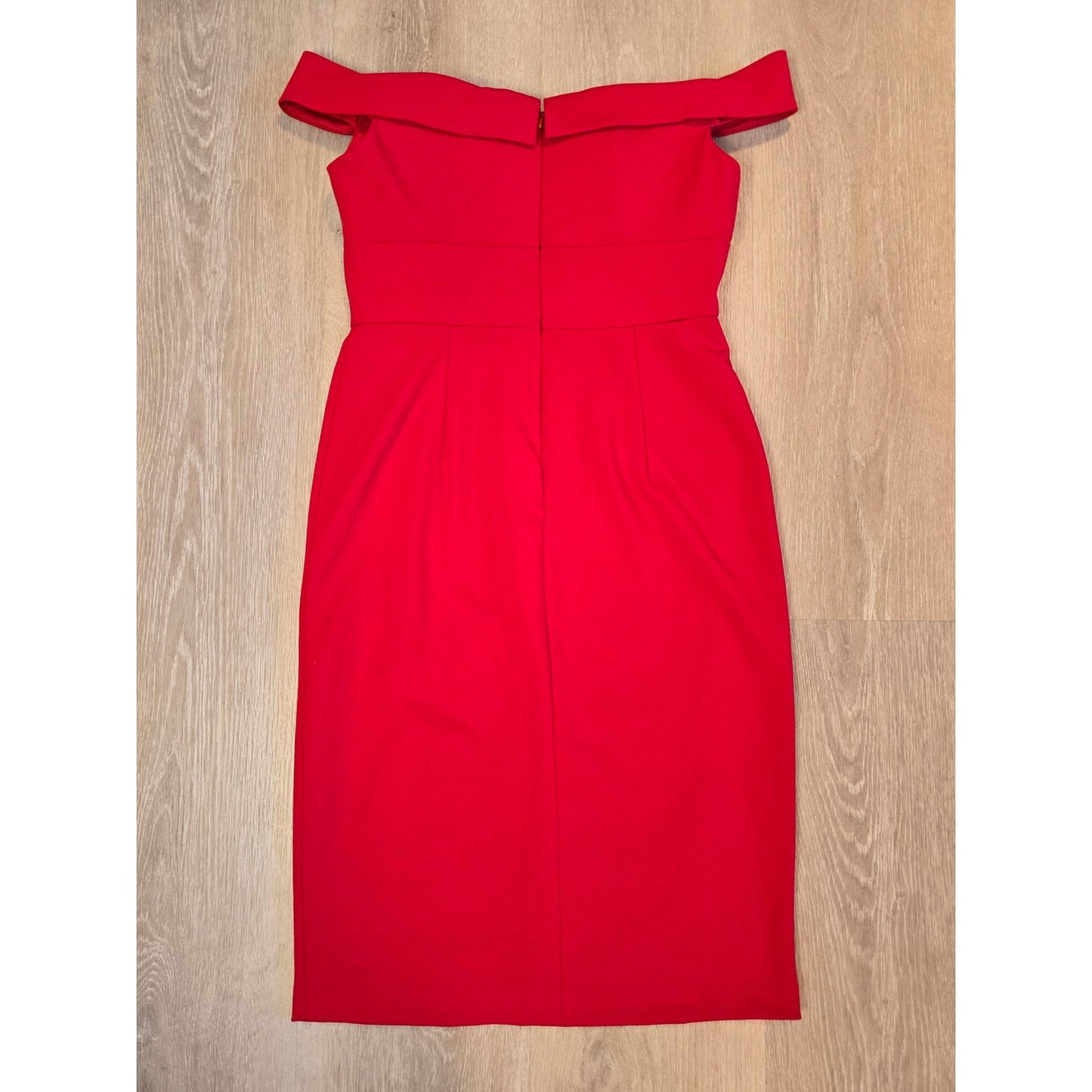 Red Off Shoulder Knee Length Slit Dress Size 8