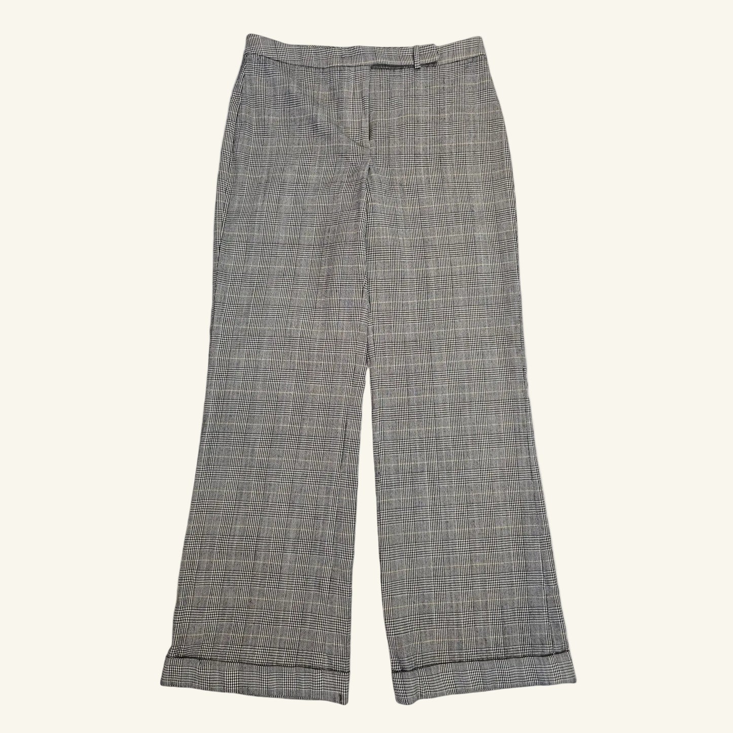 Brown Wool Plaid Wide Leg Trouser Pants Size 6