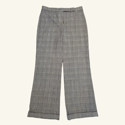 Brown Wool Plaid Wide Leg Trouser Pants Size 6