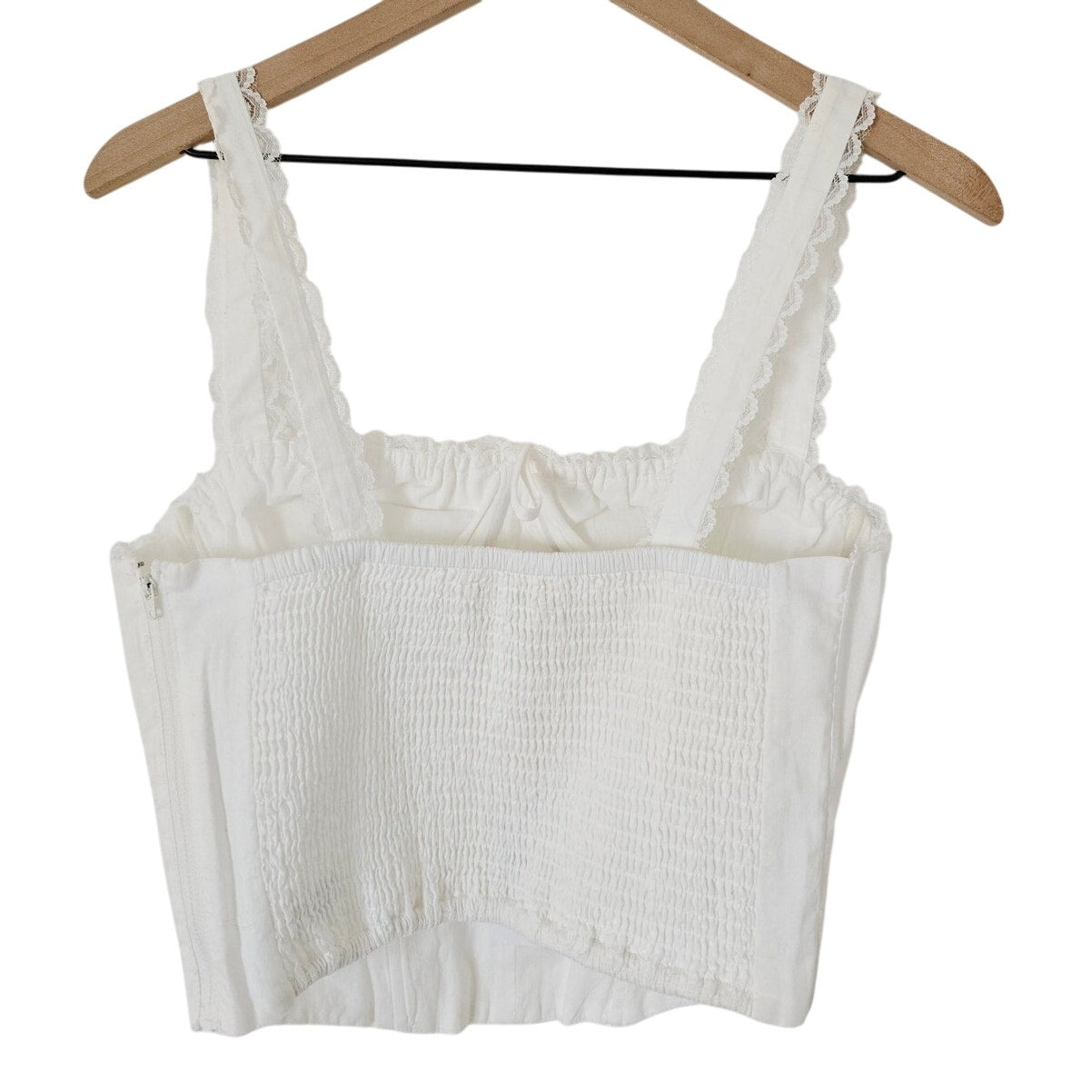 Cream White Cotton Corset Tank Top Size L NWT