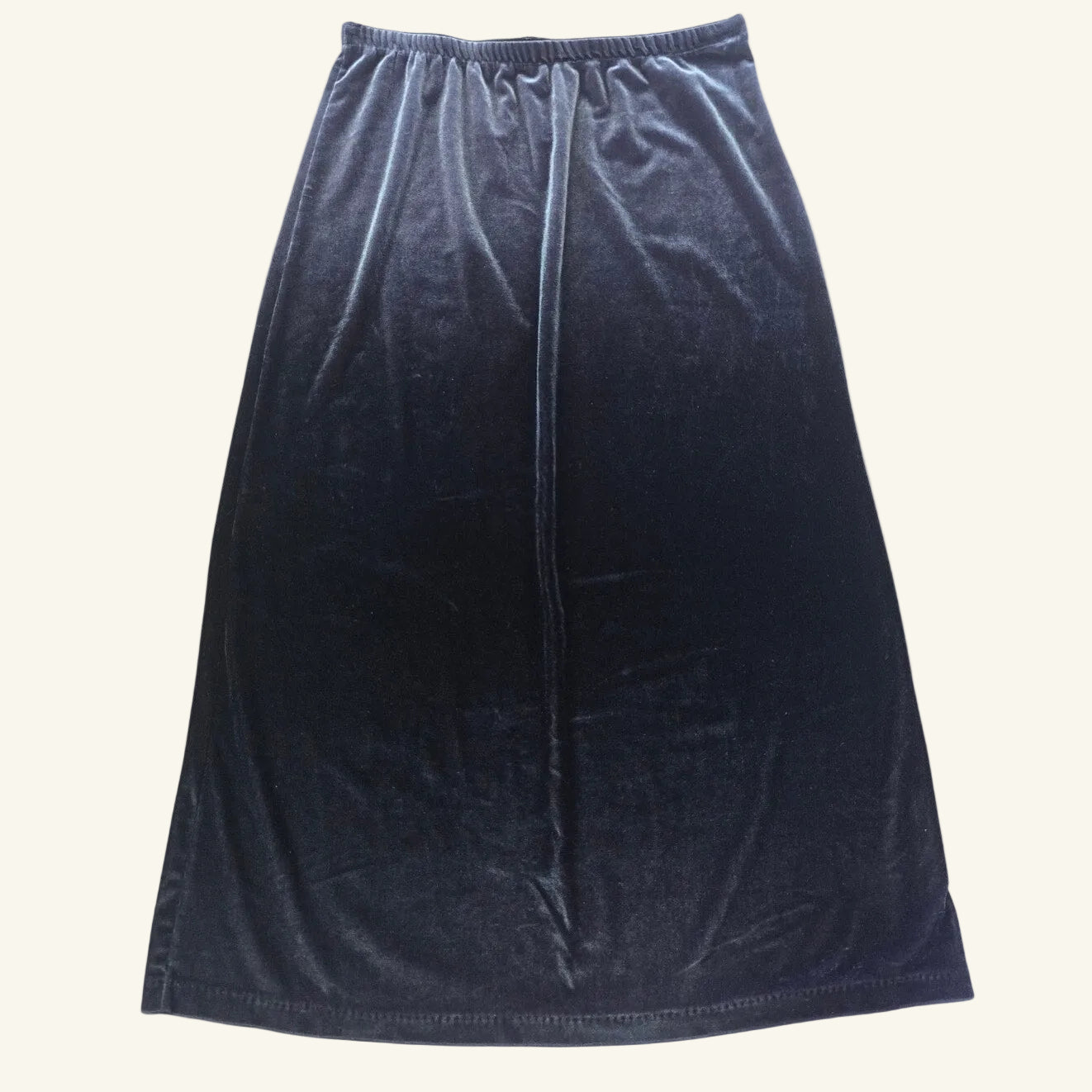 Gray Velvet Midi Skirt Minimalist Elastic Waist Size S