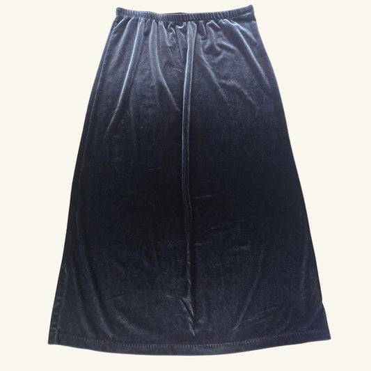 Gray Velvet Midi Skirt Minimalist Elastic Waist Size S