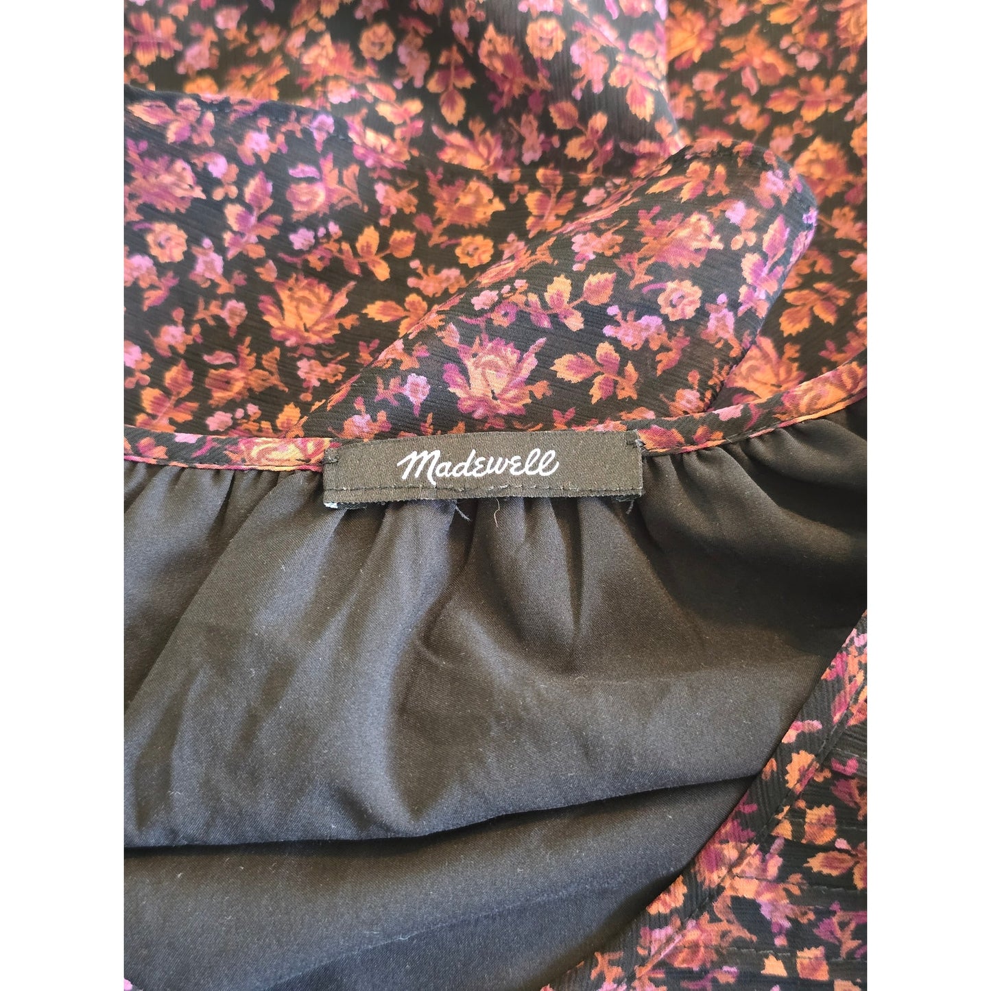 Dark Orchard Floral Tiered Ruffle Midi Dress Size M