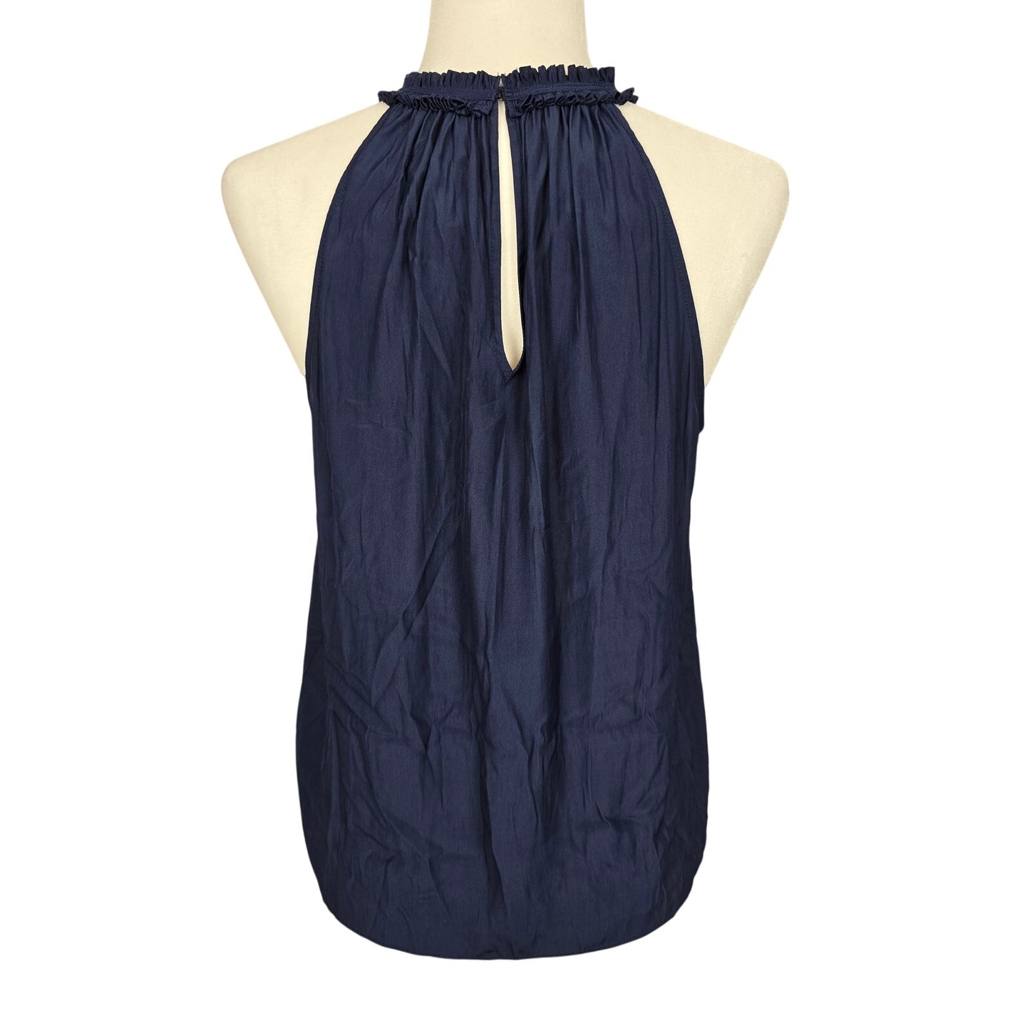 Navy Halter Ruffle Top Size M NWT