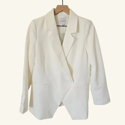 White One Button Blazer Jacket Size M NWT