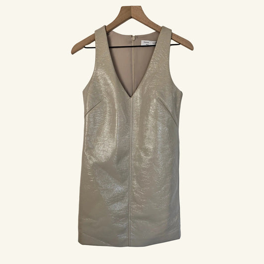 Ivory Faux Leather Mini Dress Size 0 NWT