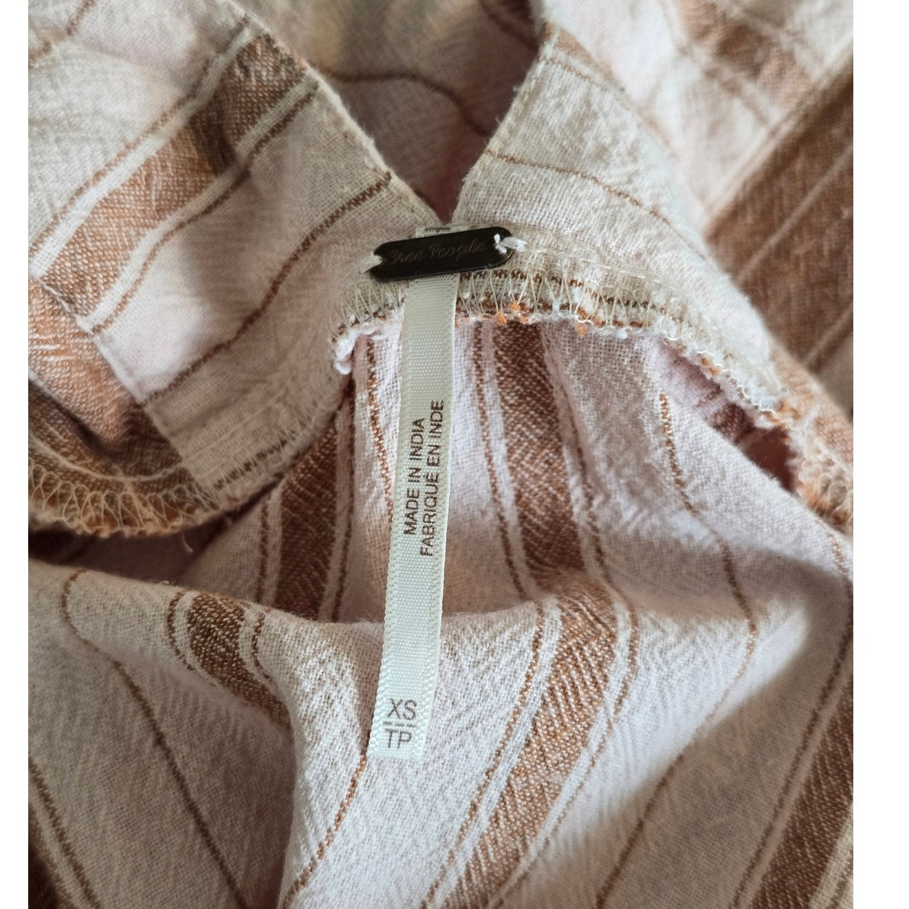 Pink & Brown Striped Tunic Dress Ruffle Hem Size XS