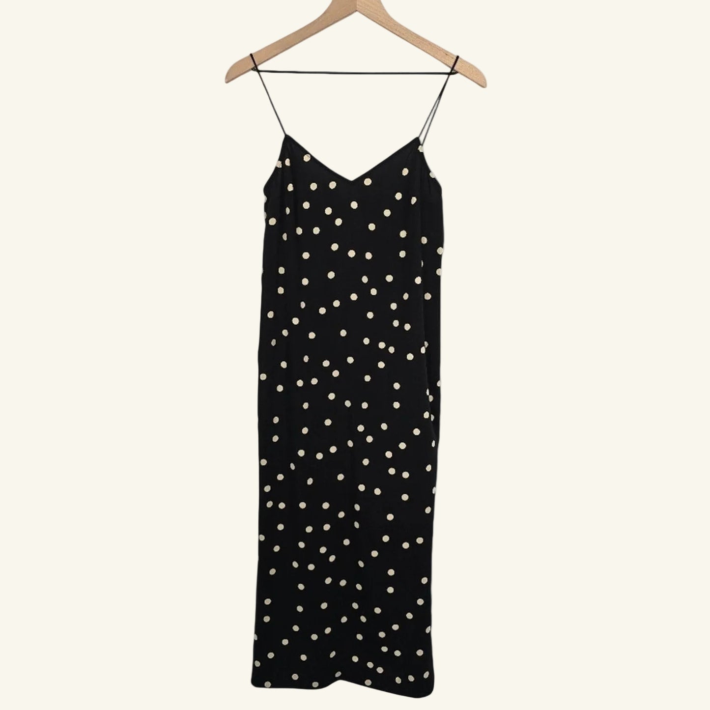 Navy Polka Dot Midi Slip Dress Size 2 NWOT