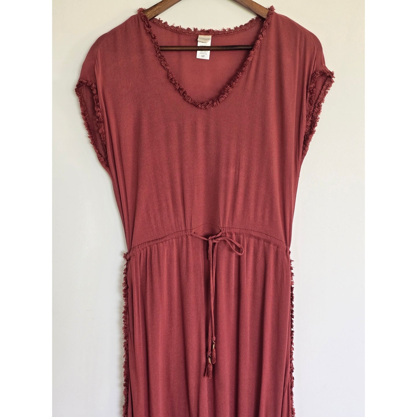 Rust Rayon Maxi Swim Cover Up Tassel Dress Size S
