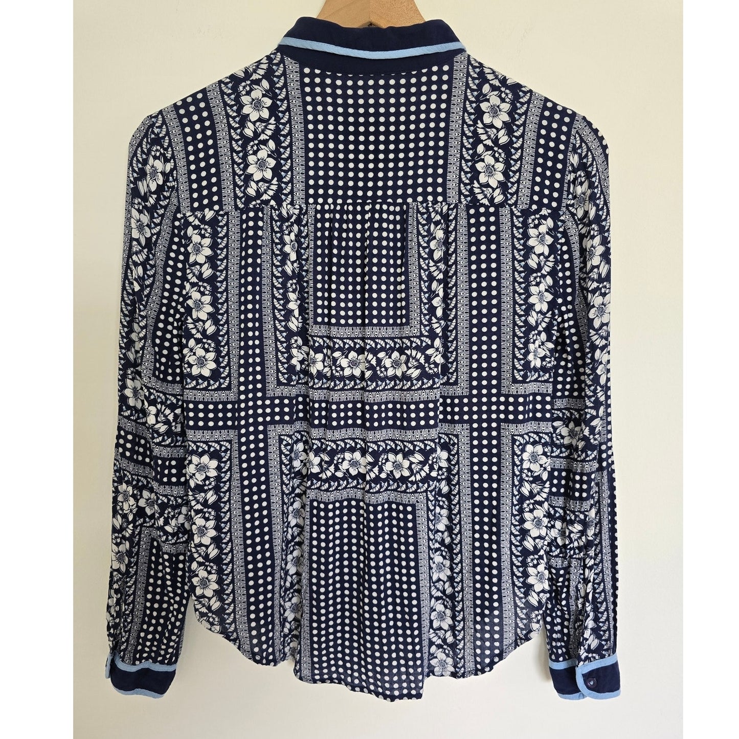Navy Blue Art House Peter Pan Collar Blouse Size 2