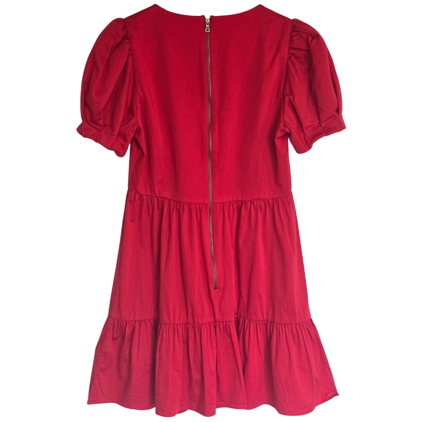 Red Puff Sleeve Tiered Mini Dress Size 8