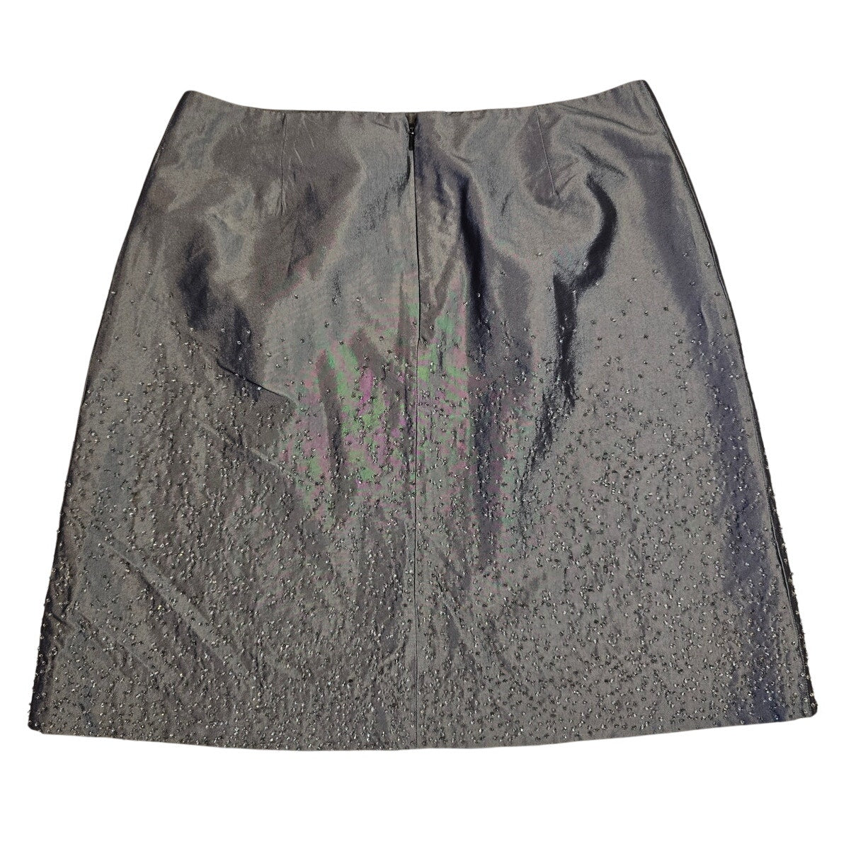 Y2K Metallic Gray Beaded Mini Skirt Size 10