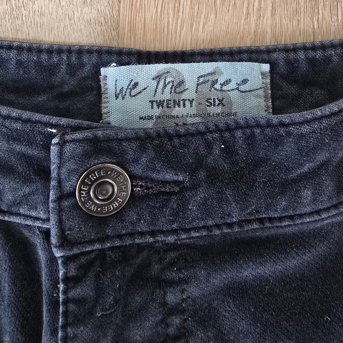 Free People We The Free Velvet Flare Pants Raw Hem Black Size 26