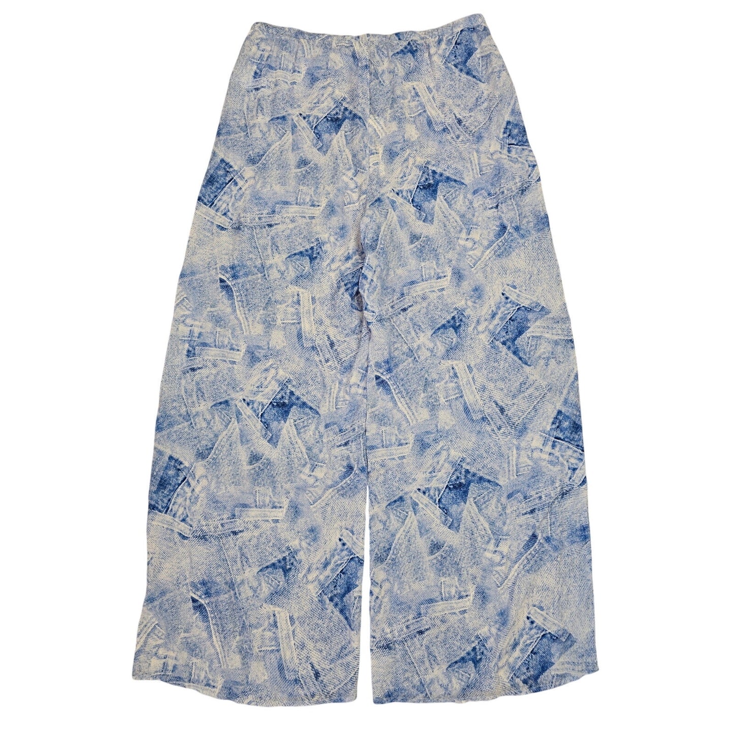 Blue & White Silk Blend Wide Leg Pants Size M NWT