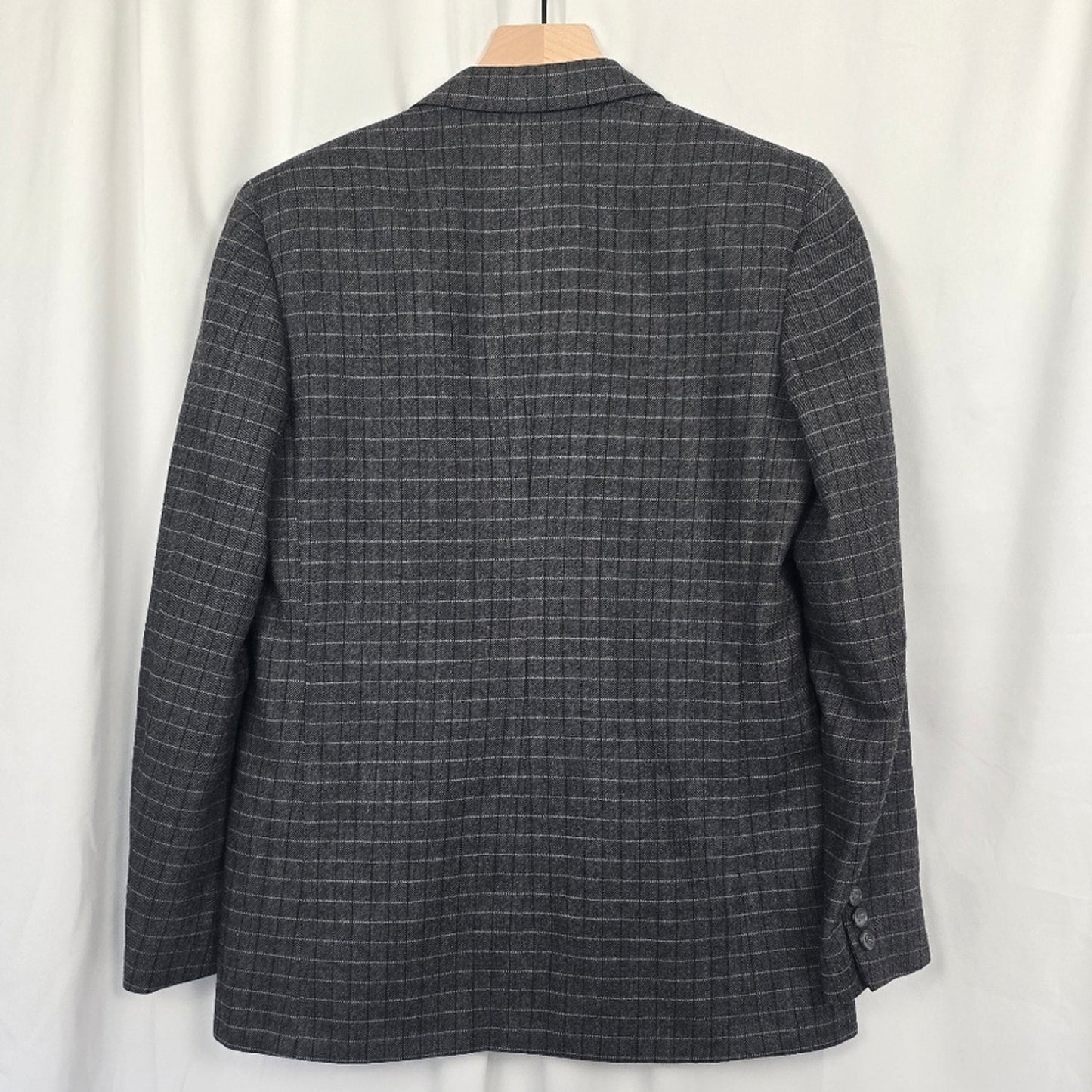 Vintage 90's Gray Cricketeer Plaid Wool Double Breasted Blazer Size 6