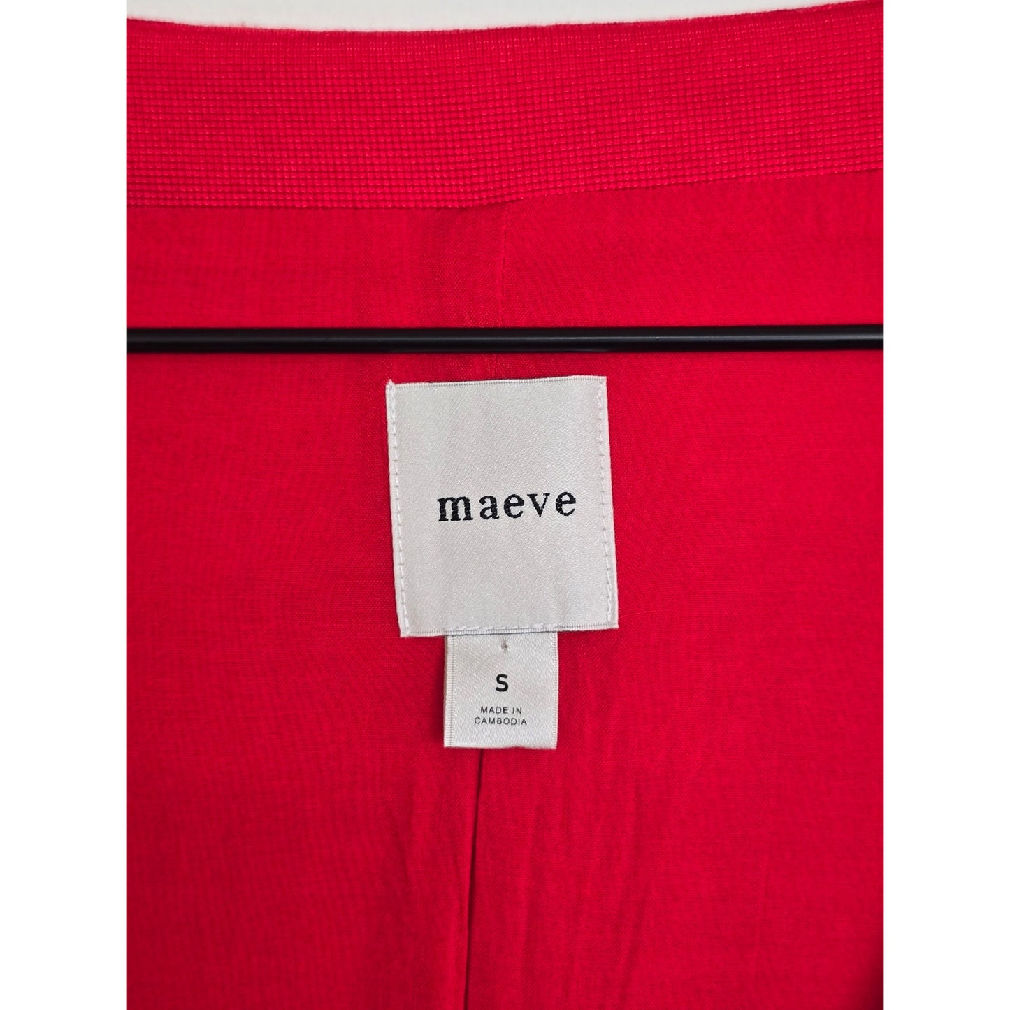 Red Scoop Neck Cutaway Blazer Size S